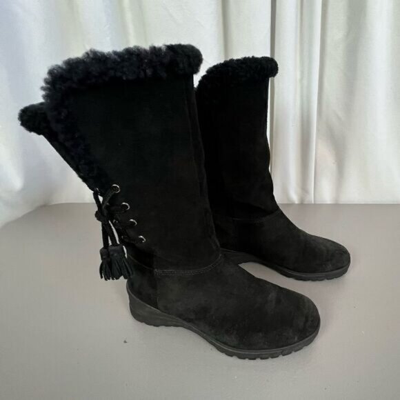 LAUREN RALPH LAUREN WOMENS SUEDE BOOTS BLACK SIZE 6B - Picture 1 of 8